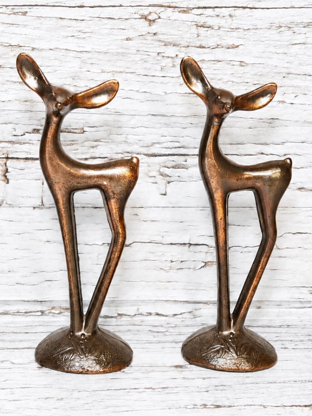 Vintage Bronze Deer Figurine, Set of 2 Fawn Figurine, Metal Statue, Boss's Gift